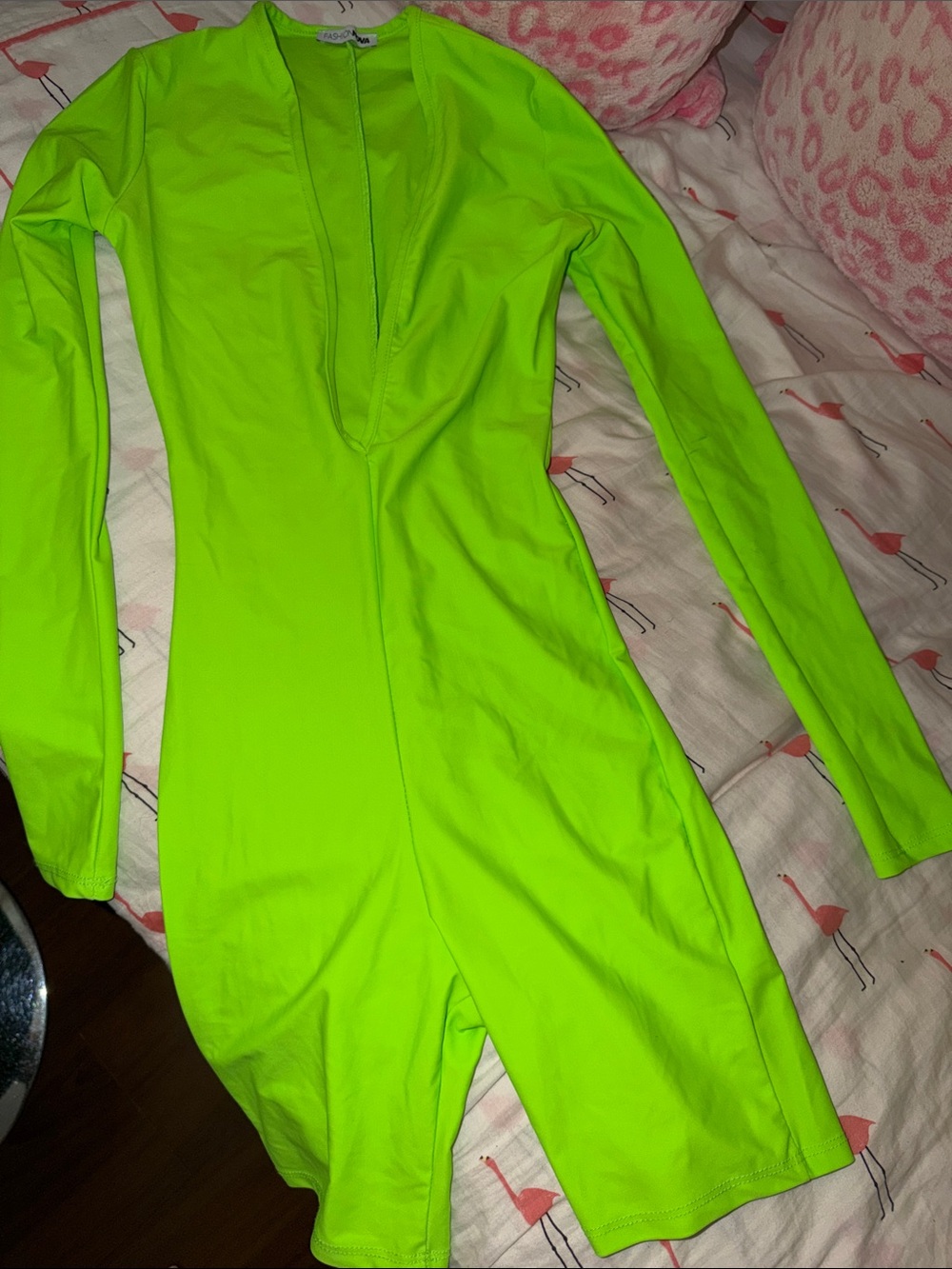 Vneck Neon Green Romper